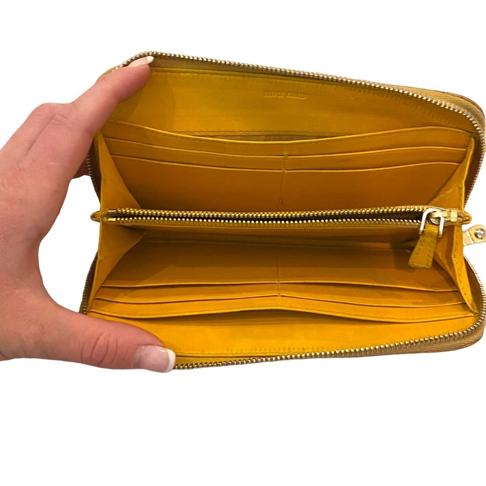 Miu Miu yellow leather croc embossed zippy zip around Long wallet - Picture 16 of 16